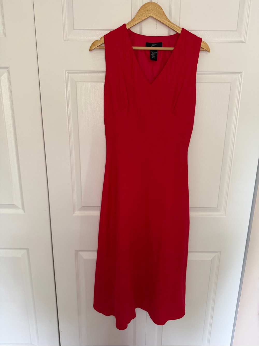 Lennie For Nina Leonard Maxi Linen Blend Dress Womens Sz 8 Red Shift Sleeveless